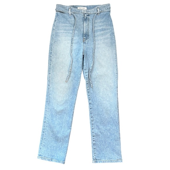 Reformation Vicki High Rise Straight Leg Shoestring Belt Montego Blue Wash Sz 29 - Picture 3 of 13